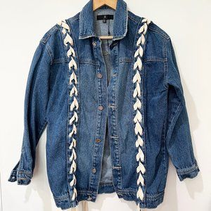 Missguided Lace Up Detail Denim Jacket, Size 0 Petite
